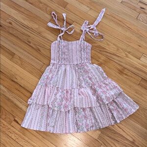 Francesca's Collections Pink Floral Midi Dress